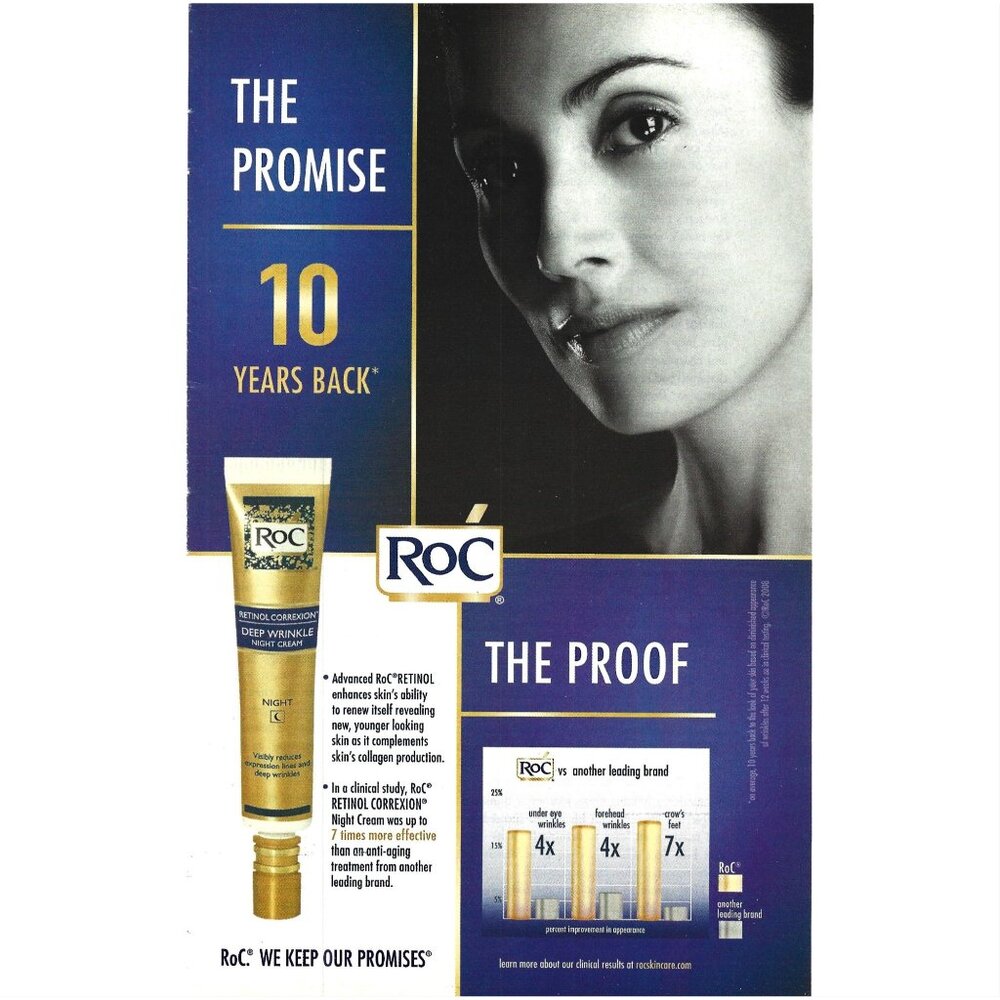 ROC Retinol Correction Night Cream Advertisement 2000s Print Ad